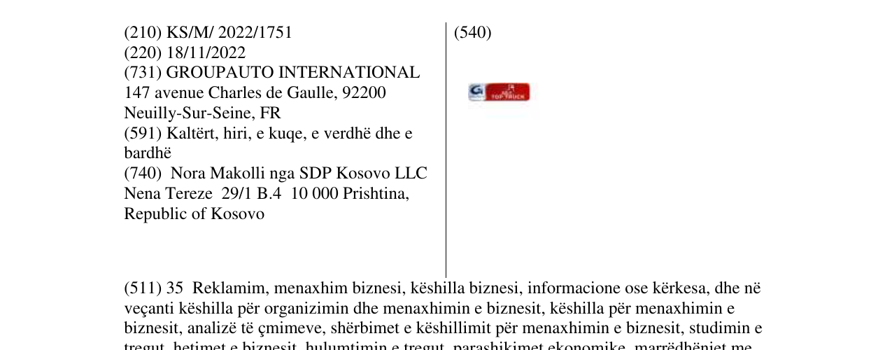 Zëri i markës TOP TRUCK në buletin