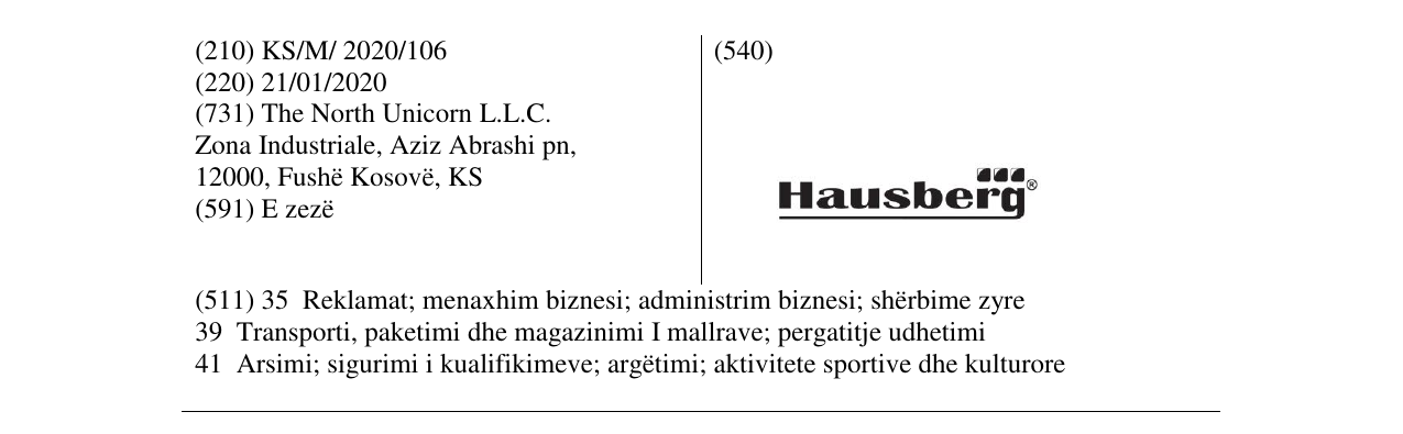 Zëri i markës Hausberg në buletin