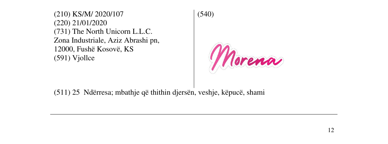 Zëri i markës Morena në buletin