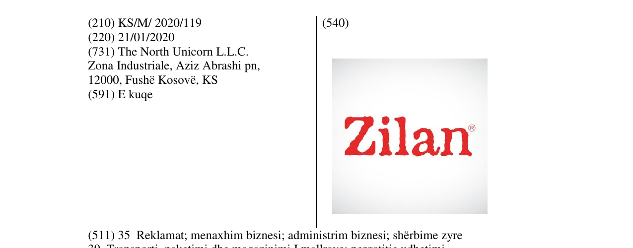 Zëri i markës ZILAN në buletin