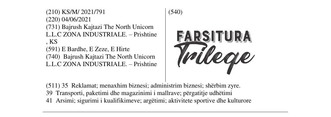 Zëri i markës FARSITURA Trileqe në buletin