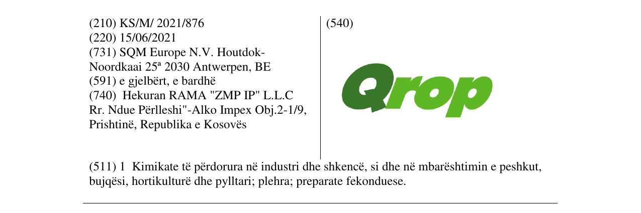Zëri i markës Qrop në buletin