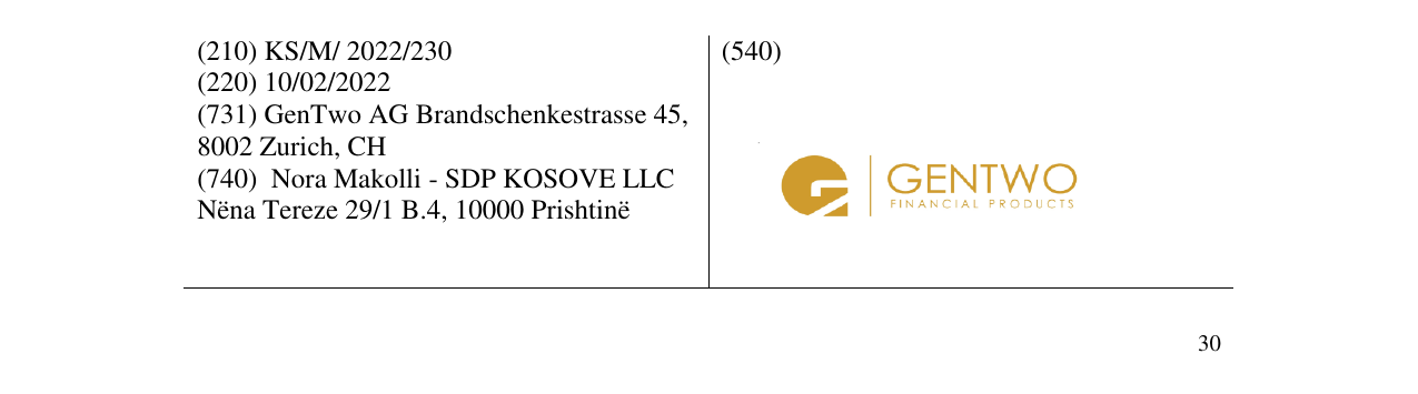 Zëri i markës GENTWO FINANCIAL PRODUCTS në buletin