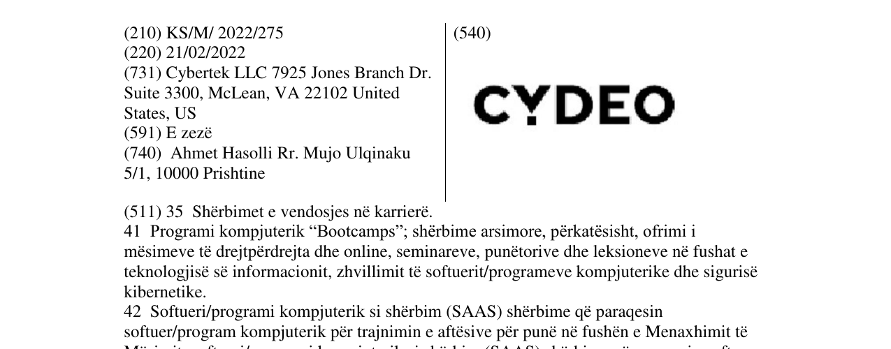 Zëri i markës CYDEO në buletin