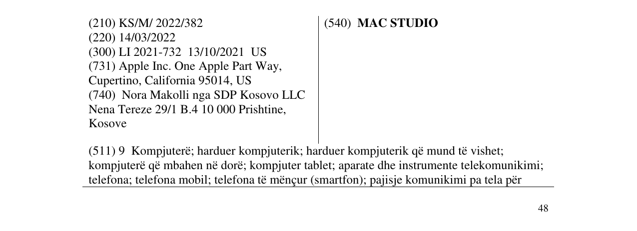 Zëri i markës MAC STUDIO në buletin