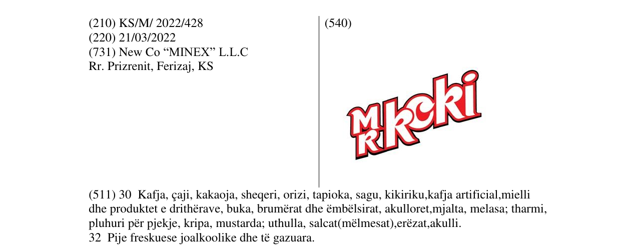 Zëri i markës MR koki në buletin