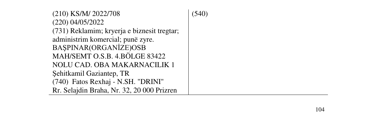 Zëri i markës OBA Mie në buletin