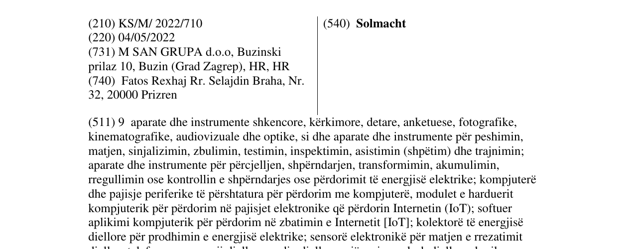 Zëri i markës Solmacht në buletin