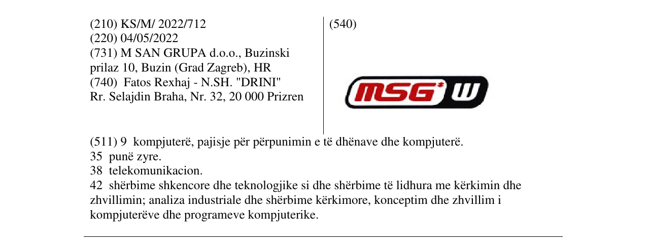 Zëri i markës MSG* W në buletin