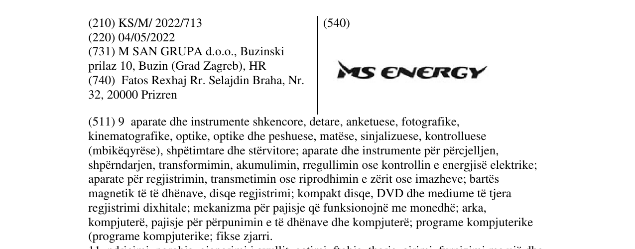 Zëri i markës MS ENERGY në buletin