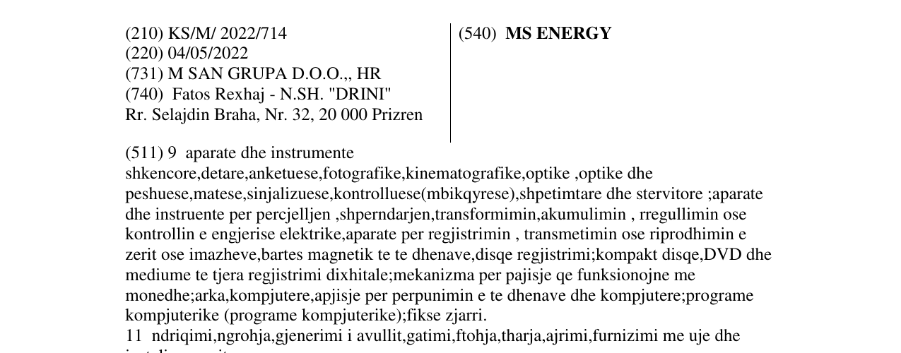 Zëri i markës MS ENERGY në buletin