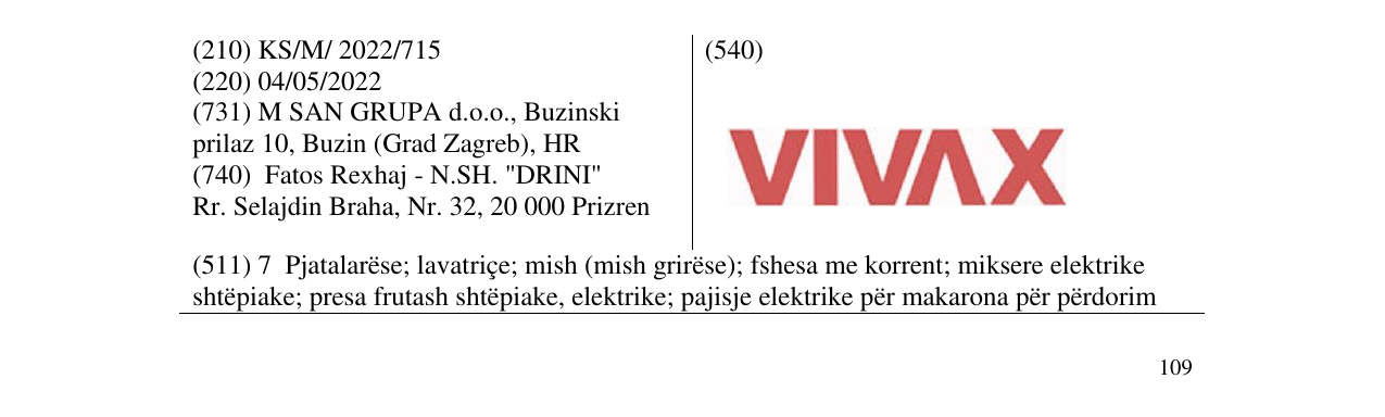 Zëri i markës VIVAX në buletin