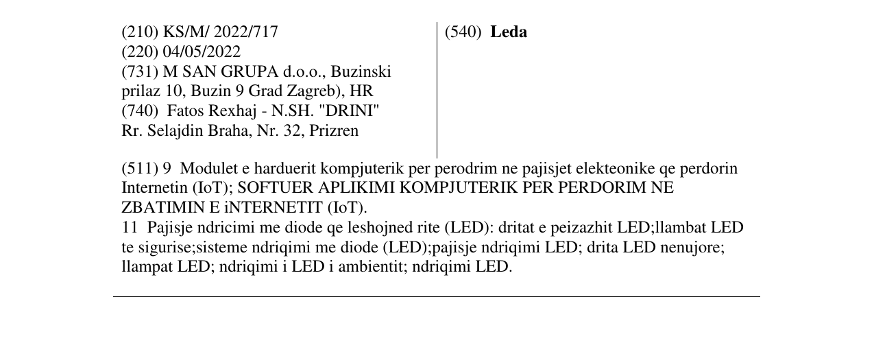 Zëri i markës Leda në buletin