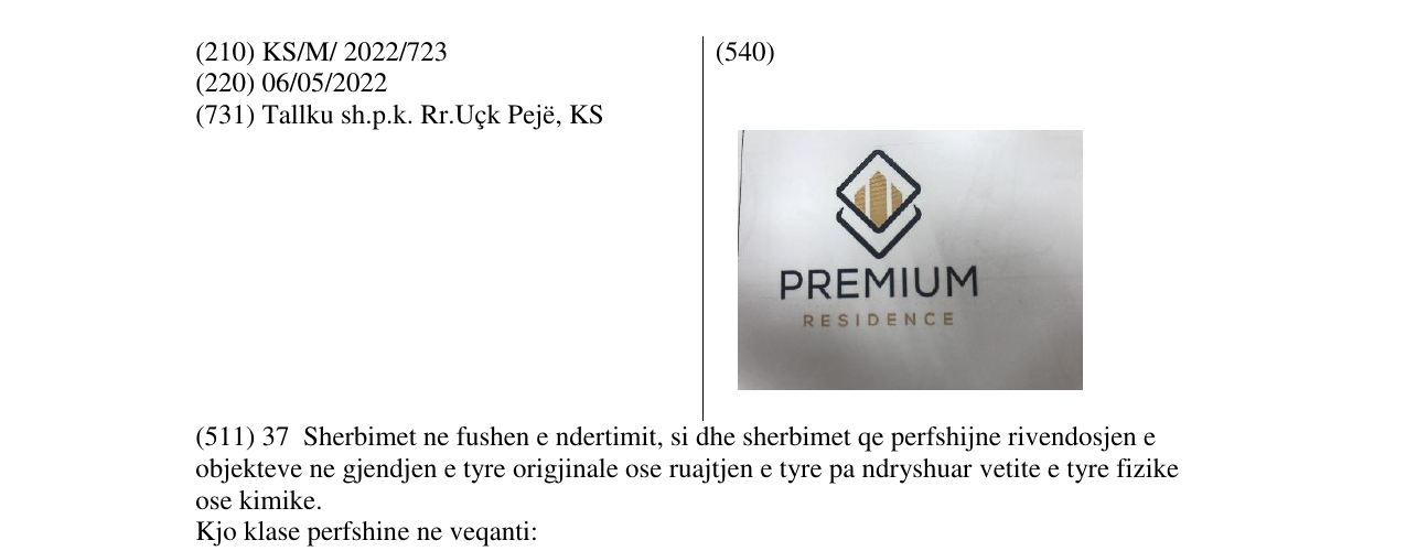 Zëri i markës PREMIUM RESIDENCE në buletin