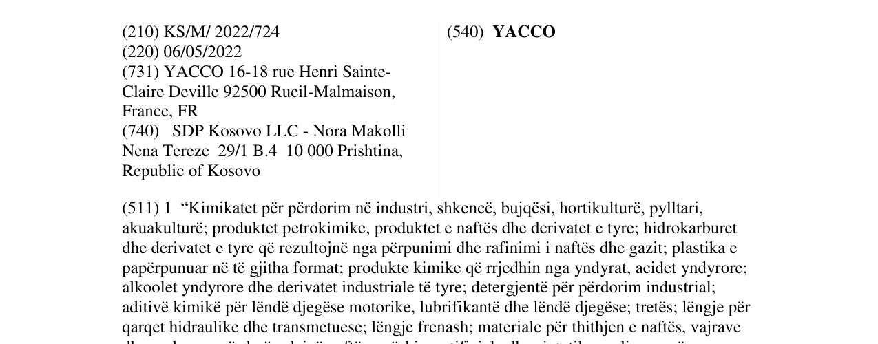 Zëri i markës YACCO në buletin