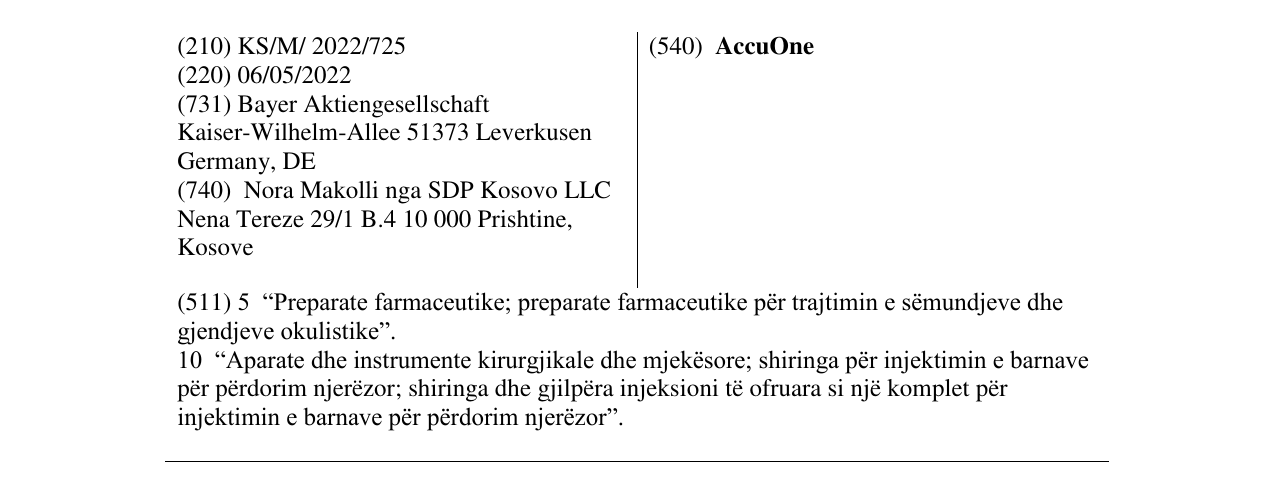 Zëri i markës AccuOne në buletin