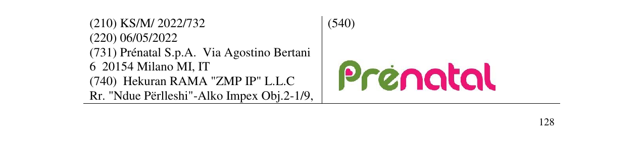 Zëri i markës Prenatal në buletin