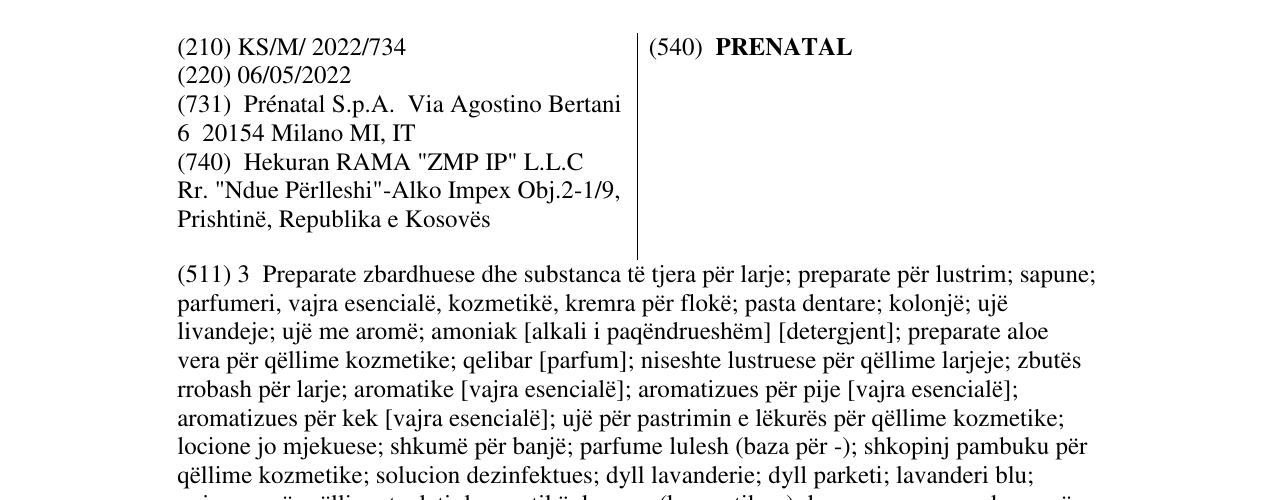Zëri i markës PRENATAL në buletin