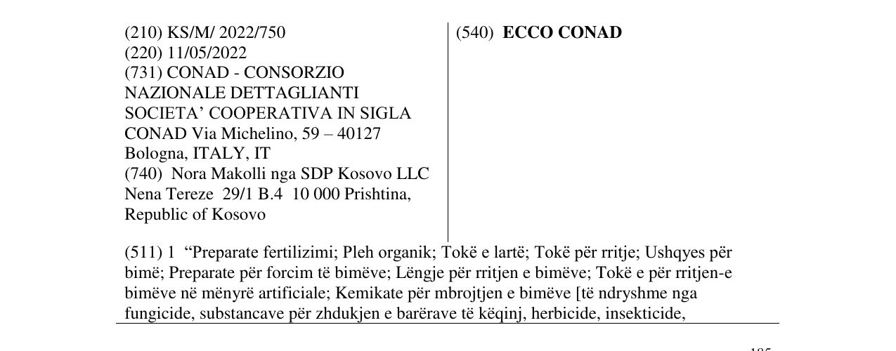 Zëri i markës ECCO CONAD në buletin