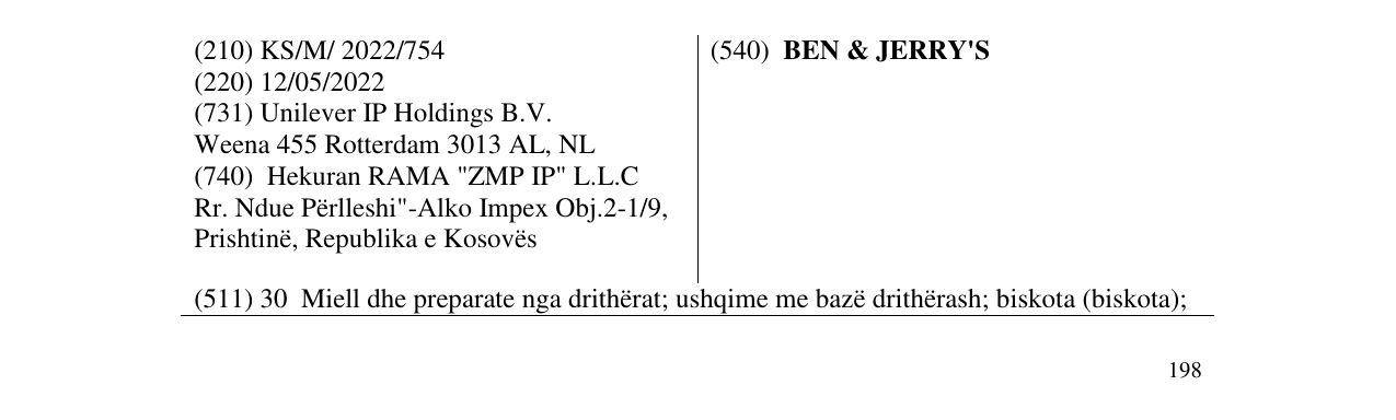 Zëri i markës BEN & JERRY'S në buletin