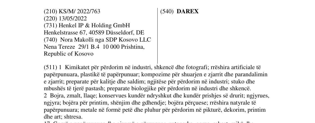Zëri i markës DAREX në buletin