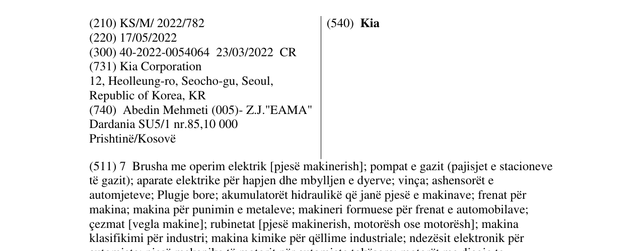Zëri i markës Kia në buletin