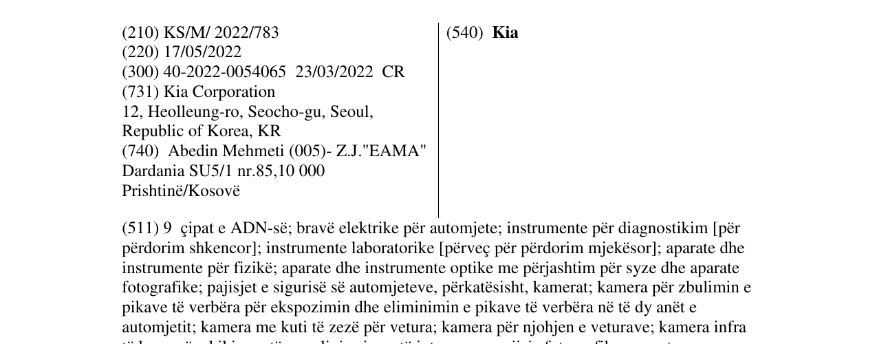 Zëri i markës Kia në buletin