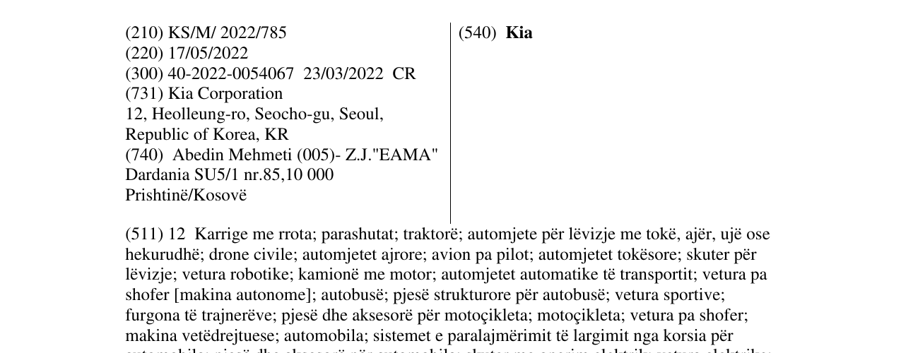 Zëri i markës Kia në buletin