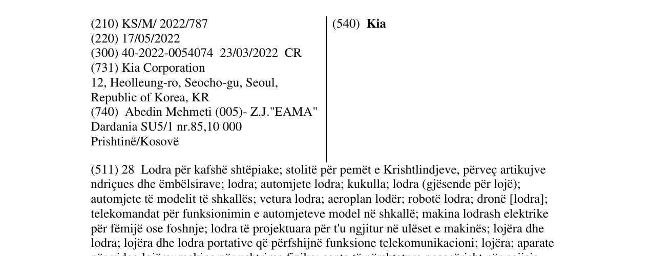 Zëri i markës Kia në buletin