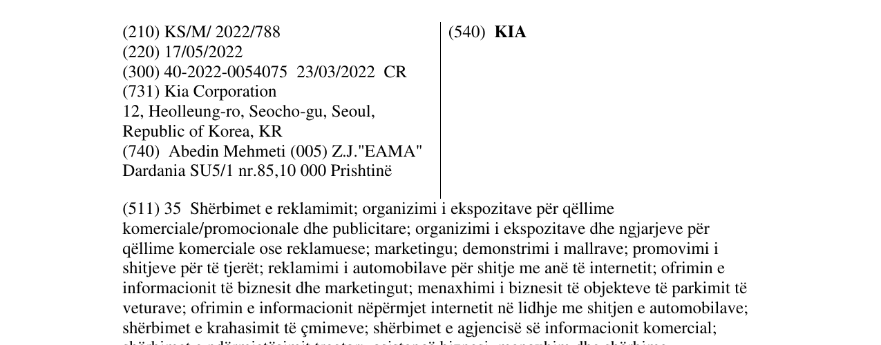 Zëri i markës KIA në buletin