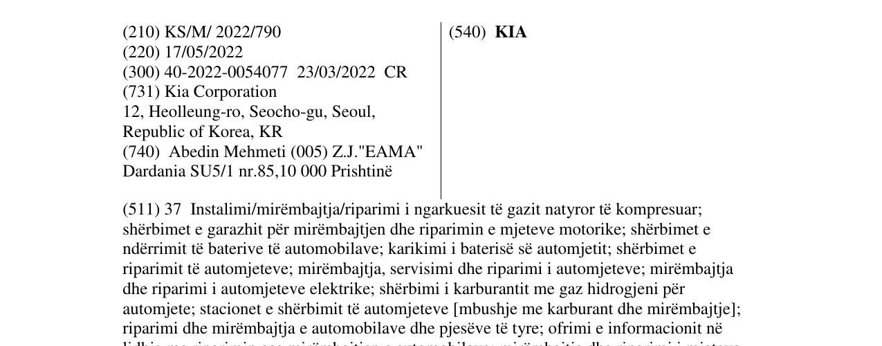 Zëri i markës KIA në buletin