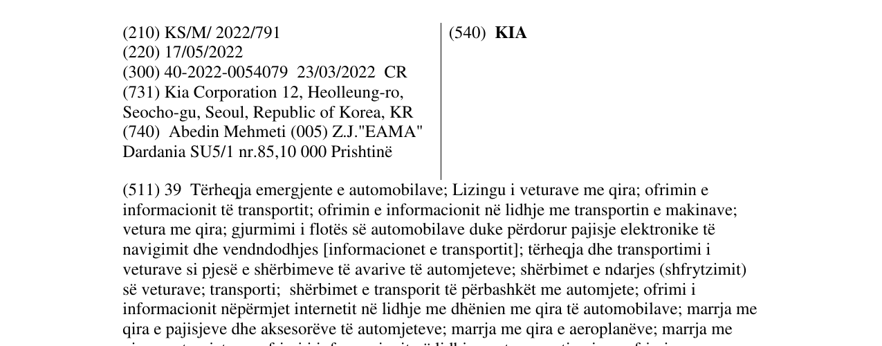 Zëri i markës KIA në buletin