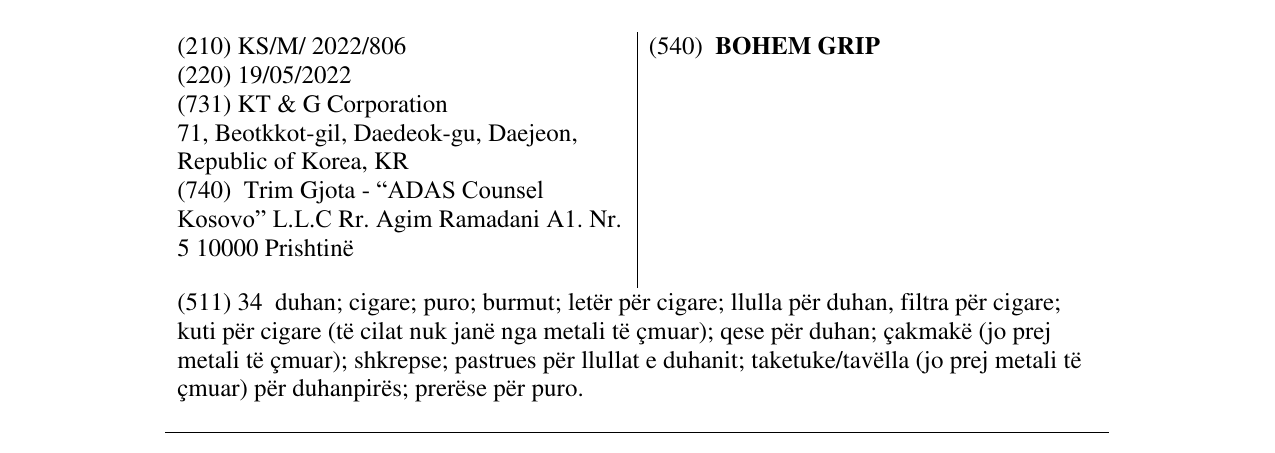 Zëri i markës BOHEM GRIP në buletin