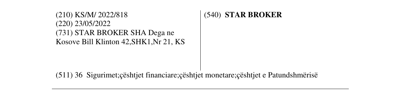 Zëri i markës STAR BROKER në buletin