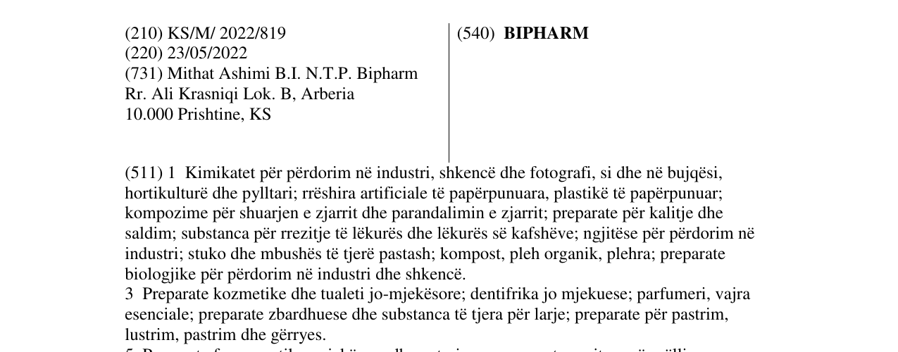 Zëri i markës BIPHARM në buletin