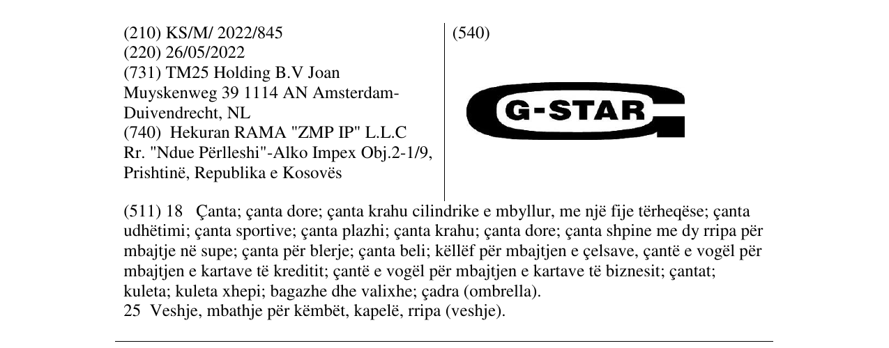 Zëri i markës G-STAR në buletin