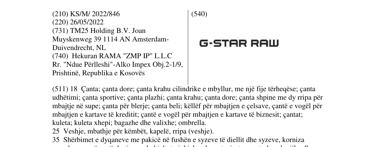 Zëri i markës G-STAR RAW në buletin