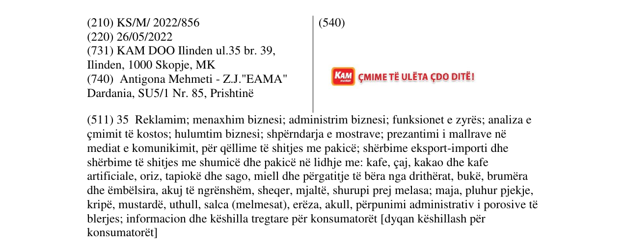Zëri i markës KAM në buletin