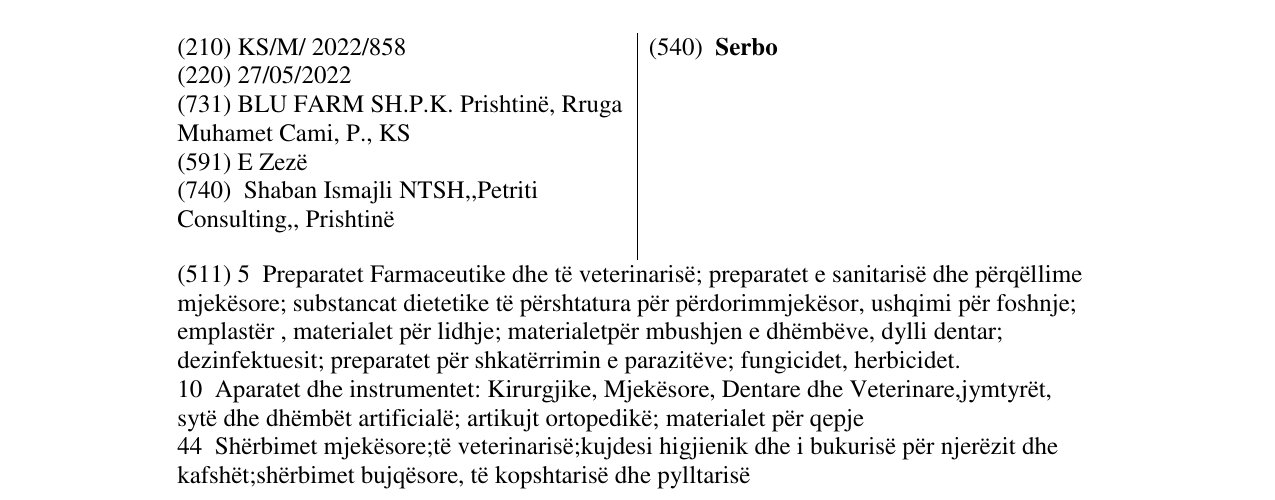 Zëri i markës Serbo në buletin