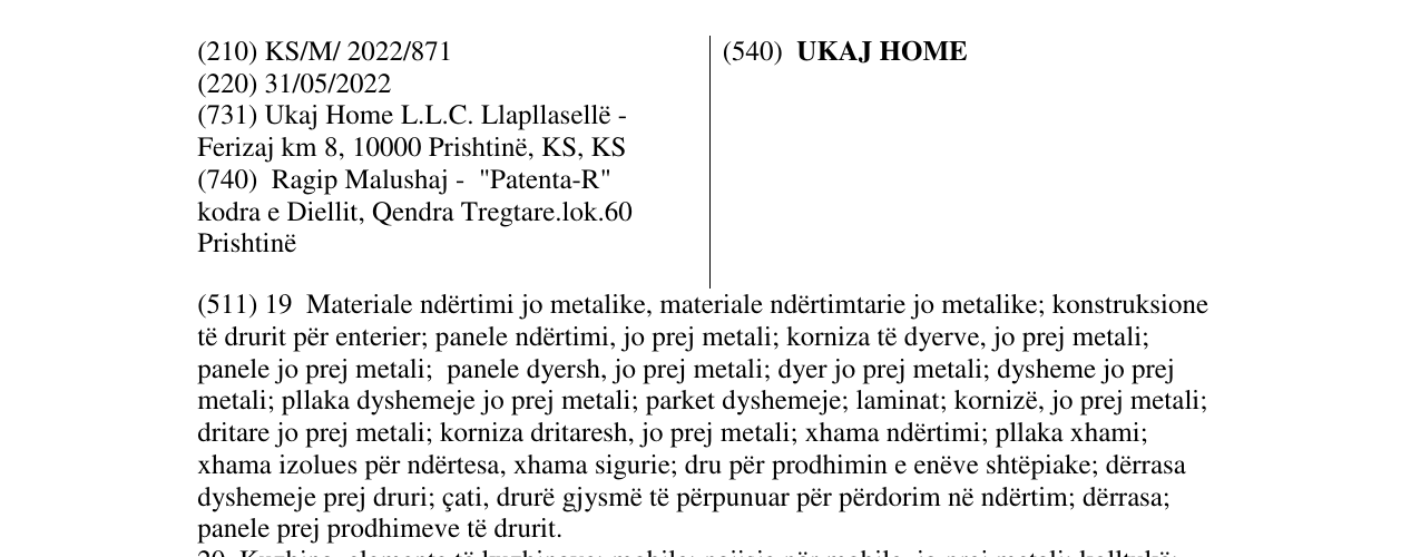 Zëri i markës UKAJ HOME në buletin