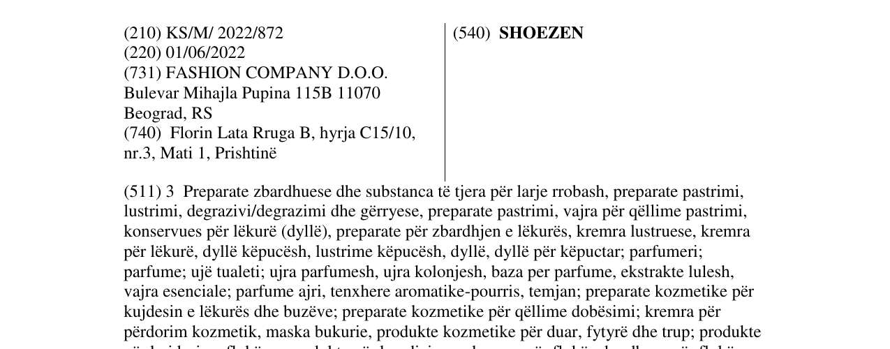 Zëri i markës SHOEZEN në buletin