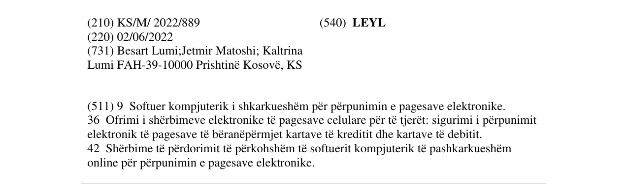Zëri i markës LEYL në buletin