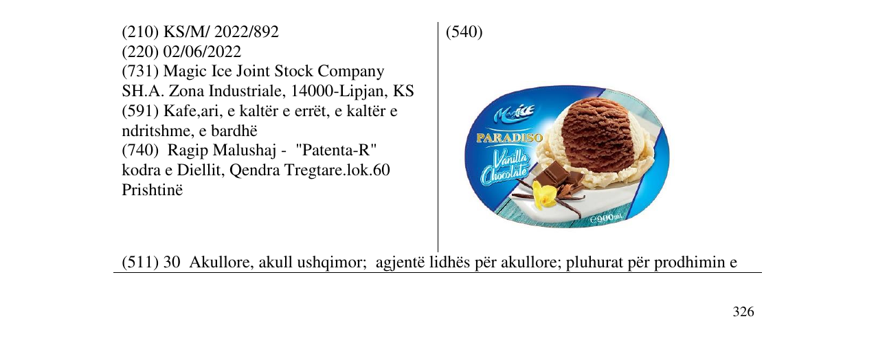 Zëri i markës Magic ice në buletin