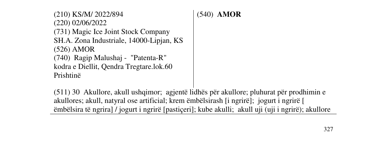 Zëri i markës AMOR në buletin