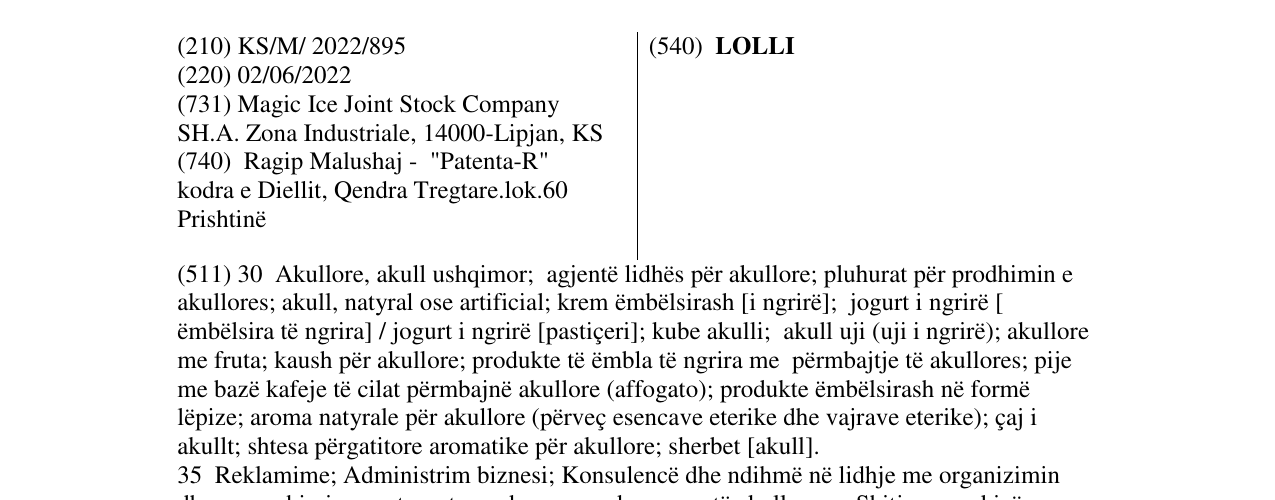 Zëri i markës LOLLI në buletin