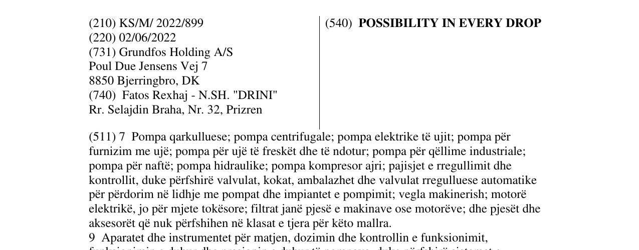 Zëri i markës POSSIBILITY IN EVERY DROP në buletin