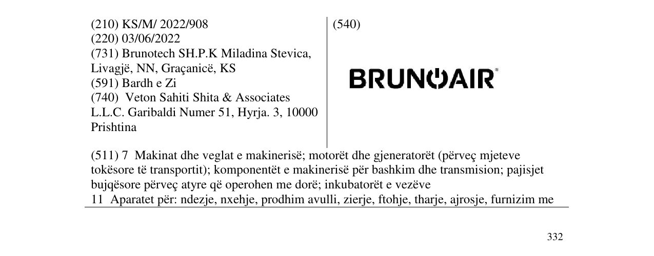 Zëri i markës BRUNOAIR në buletin