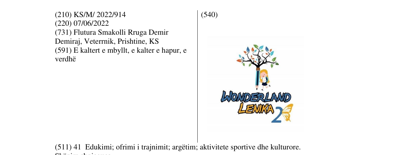 Zëri i markës WONDERLAND LENIKA 2 në buletin
