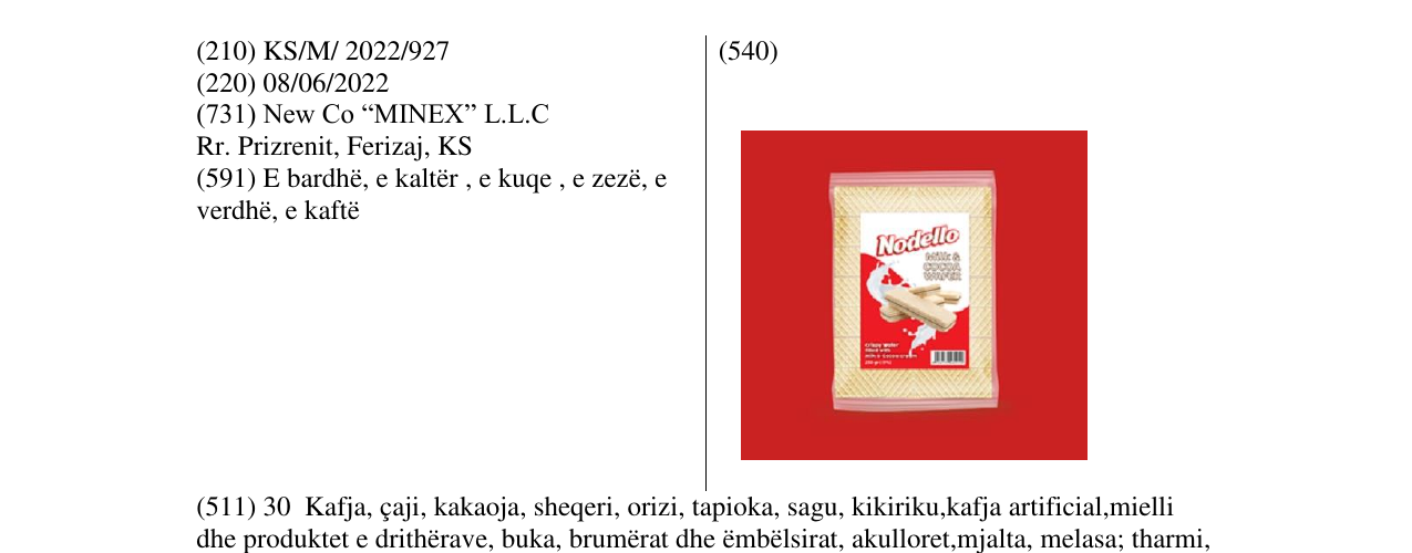 Zëri i markës Nodello në buletin