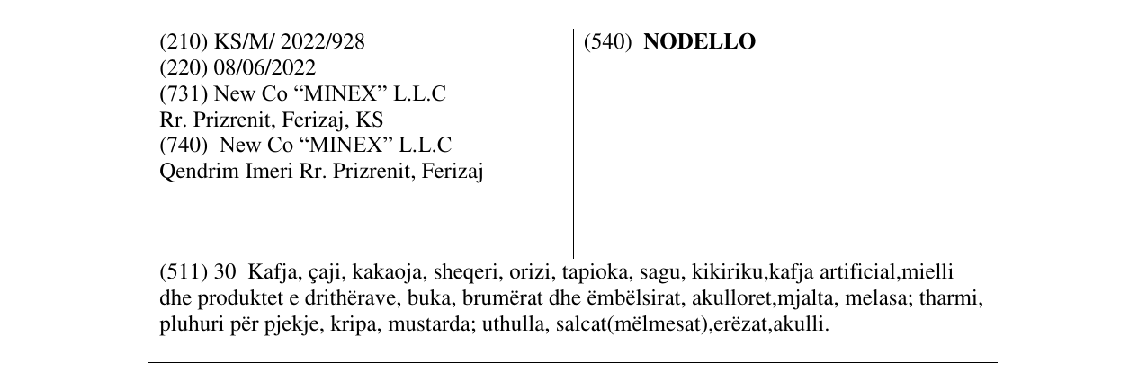 Η εγγραφή του σήματος NODELLO στο δελτίο